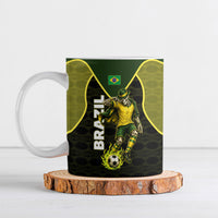 Personalized Brazil Football Ceramic Mug Gothic Skull Skeleton Mascot Flaming Soccer Ball