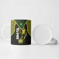 Personalized Brazil Football Ceramic Mug Gothic Skull Skeleton Mascot Flaming Soccer Ball