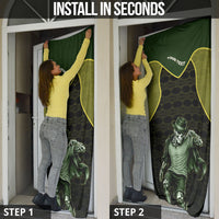 Personalized Brazil Football Door Cover Gothic Skull Skeleton Mascot Flaming Soccer Ball