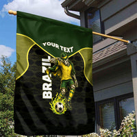 Personalized Brazil Football Garden Flag Gothic Skull Skeleton Mascot Flaming Soccer Ball