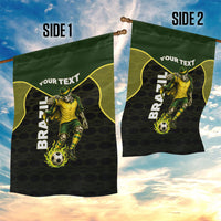 Personalized Brazil Football Garden Flag Gothic Skull Skeleton Mascot Flaming Soccer Ball