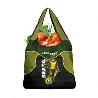 Personalized Brazil Football Grocery Bag Gothic Skull Skeleton Mascot Flaming Soccer Ball