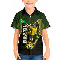 Personalized Brazil Football Hawaiian Shirt Gothic Skull Skeleton Mascot Flaming Soccer Ball