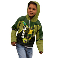 Personalized Brazil Football Kid Hoodie Gothic Skull Skeleton Mascot Flaming Soccer Ball