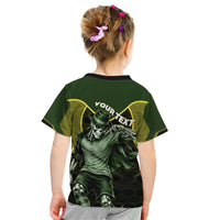 Personalized Brazil Football Kid T Shirt Gothic Skull Skeleton Mascot Flaming Soccer Ball