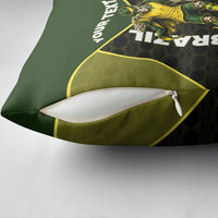 Personalized Brazil Football Pillow Cover Gothic Skull Skeleton Mascot Flaming Soccer Ball