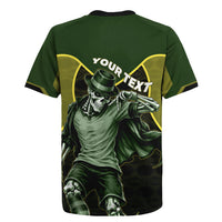 Personalized Brazil Football Rugby Jersey Gothic Skull Skeleton Mascot Flaming Soccer Ball