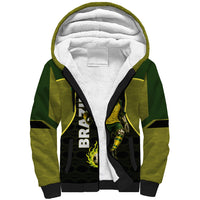 Personalized Brazil Football Sherpa Hoodie Gothic Skull Skeleton Mascot Flaming Soccer Ball