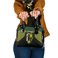 Personalized Brazil Football Shoulder Handbag Gothic Skull Skeleton Mascot Flaming Soccer Ball