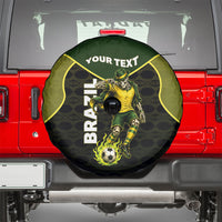 Personalized Brazil Football Spare Tire Cover Gothic Skull Skeleton Mascot Flaming Soccer Ball