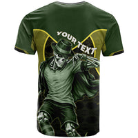 Personalized Brazil Football T Shirt Gothic Skull Skeleton Mascot Flaming Soccer Ball
