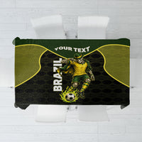 Personalized Brazil Football Tablecloth Gothic Skull Skeleton Mascot Flaming Soccer Ball
