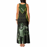 Personalized Brazil Football Tank Maxi Dress Gothic Skull Skeleton Mascot Flaming Soccer Ball