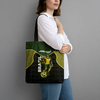 Personalized Brazil Football Tote Bag Gothic Skull Skeleton Mascot Flaming Soccer Ball