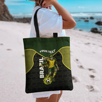 Personalized Brazil Football Tote Bag Gothic Skull Skeleton Mascot Flaming Soccer Ball
