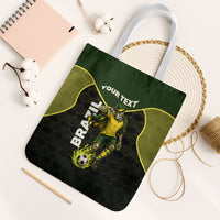 Personalized Brazil Football Tote Bag Gothic Skull Skeleton Mascot Flaming Soccer Ball
