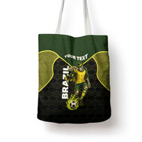 Personalized Brazil Football Tote Bag Gothic Skull Skeleton Mascot Flaming Soccer Ball