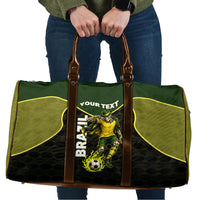 Personalized Brazil Football Travel Bag Gothic Skull Skeleton Mascot Flaming Soccer Ball