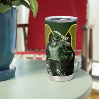 Personalized Brazil Football Tumbler Cup Gothic Skull Skeleton Mascot Flaming Soccer Ball