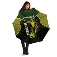 Personalized Brazil Football Umbrella Gothic Skull Skeleton Mascot Flaming Soccer Ball