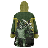 Personalized Brazil Football Wearable Blanket Hoodie Gothic Skull Skeleton Mascot Flaming Soccer Ball