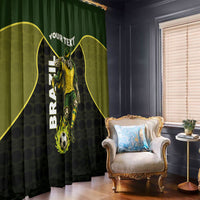 Personalized Brazil Football Window Curtain Gothic Skull Skeleton Mascot Flaming Soccer Ball