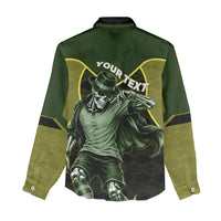 Personalized Brazil Football Women Casual Shirt Gothic Skull Skeleton Mascot Flaming Soccer Ball