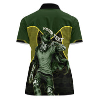 Personalized Brazil Football Women Polo Shirt Gothic Skull Skeleton Mascot Flaming Soccer Ball