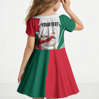 Personalized Mexico Soccer Duck Kid Short Sleeve Dress Mexican Flag Cape Soccer Ball