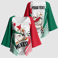 Personalized Mexico Soccer Duck Kimono Sleeve Blouse Mexican Flag Cape Soccer Ball