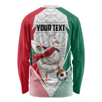 Personalized Mexico Soccer Duck Long Sleeve Shirt Mexican Flag Cape Soccer Ball