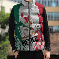 Personalized Mexico Soccer Duck Sleeveless Puffer Jacket Mexican Flag Cape Soccer Ball