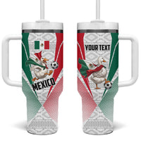 Personalized Mexico Soccer Duck Tumbler With Handle Mexican Flag Cape Soccer Ball