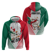 Personalized Mexico Soccer Duck Zip Hoodie Mexican Flag Cape Soccer Ball