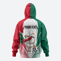 Personalized Mexico Soccer Duck Zip Hoodie Mexican Flag Cape Soccer Ball