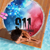 Patriotic 911 Memorial Patriot Day Beach Blanket American Flag and Bald Eagle - Wonder Print Shop