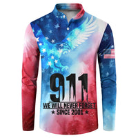 Patriotic 911 Memorial Patriot Day Button Sweatshirt American Flag and Bald Eagle - Wonder Print Shop
