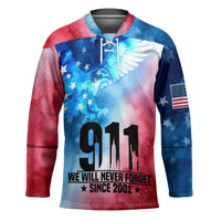 Patriotic 911 Memorial Patriot Day Hockey Jersey American Flag and Bald Eagle - Wonder Print Shop