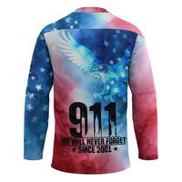 Patriotic 911 Memorial Patriot Day Hockey Jersey American Flag and Bald Eagle - Wonder Print Shop