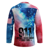 Patriotic 911 Memorial Patriot Day Hockey Jersey American Flag and Bald Eagle - Wonder Print Shop