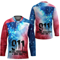 Patriotic 911 Memorial Patriot Day Hockey Jersey American Flag and Bald Eagle - Wonder Print Shop
