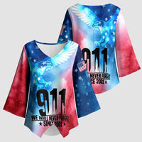 Patriotic 911 Memorial Patriot Day Kimono Sleeve Blouse American Flag and Bald Eagle - Wonder Print Shop