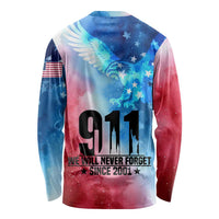 Patriotic 911 Memorial Patriot Day Long Sleeve Shirt American Flag and Bald Eagle - Wonder Print Shop
