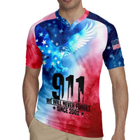 Patriotic 911 Memorial Patriot Day Rugby Jersey American Flag and Bald Eagle - Wonder Print Shop