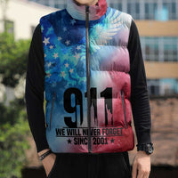 Patriotic 911 Memorial Patriot Day Sleeveless Puffer Jacket American Flag and Bald Eagle - Wonder Print Shop