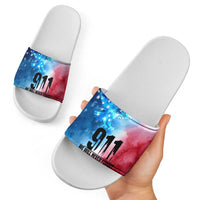 Patriotic 911 Memorial Patriot Day Slide Sandals American Flag and Bald Eagle - Wonder Print Shop