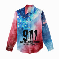 Patriotic 911 Memorial Patriot Day Women Casual Shirt American Flag and Bald Eagle - Wonder Print Shop