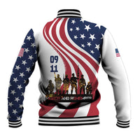 911 Memorial Baseball Jacket Patriot Day American Flag and Soldier Silhouette Honor and Remember - Wonder Print Shop