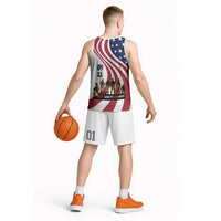 911 Memorial Basketball Jersey Patriot Day American Flag and Soldier Silhouette Honor and Remember - Wonder Print Shop