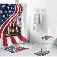 911 Memorial Bathroom Set Patriot Day American Flag and Soldier Silhouette Honor and Remember - Wonder Print Shop